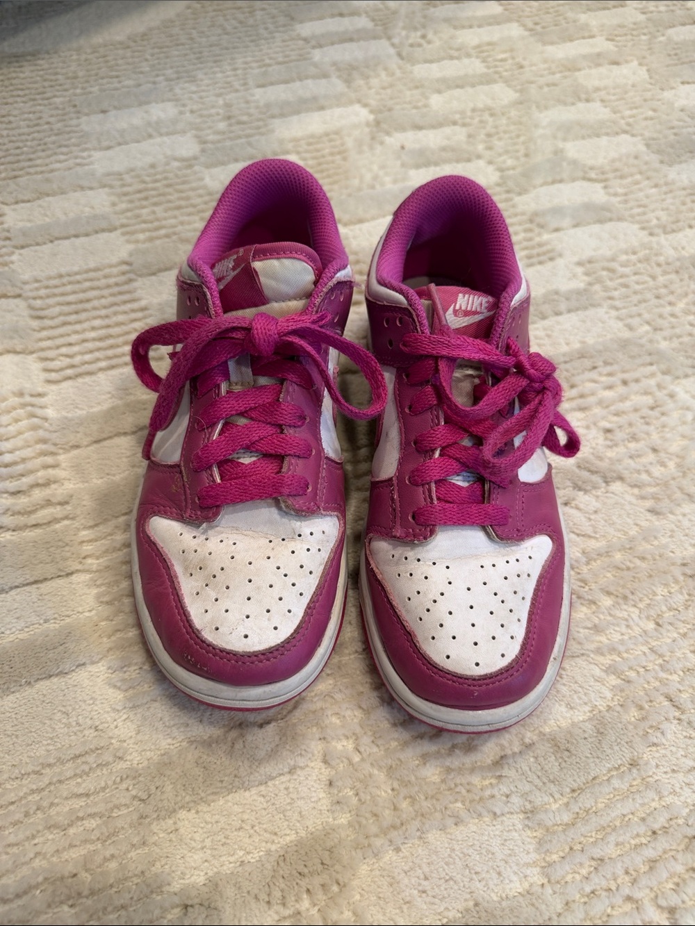 Nike Kids' Pink and White Low-Top Dunks